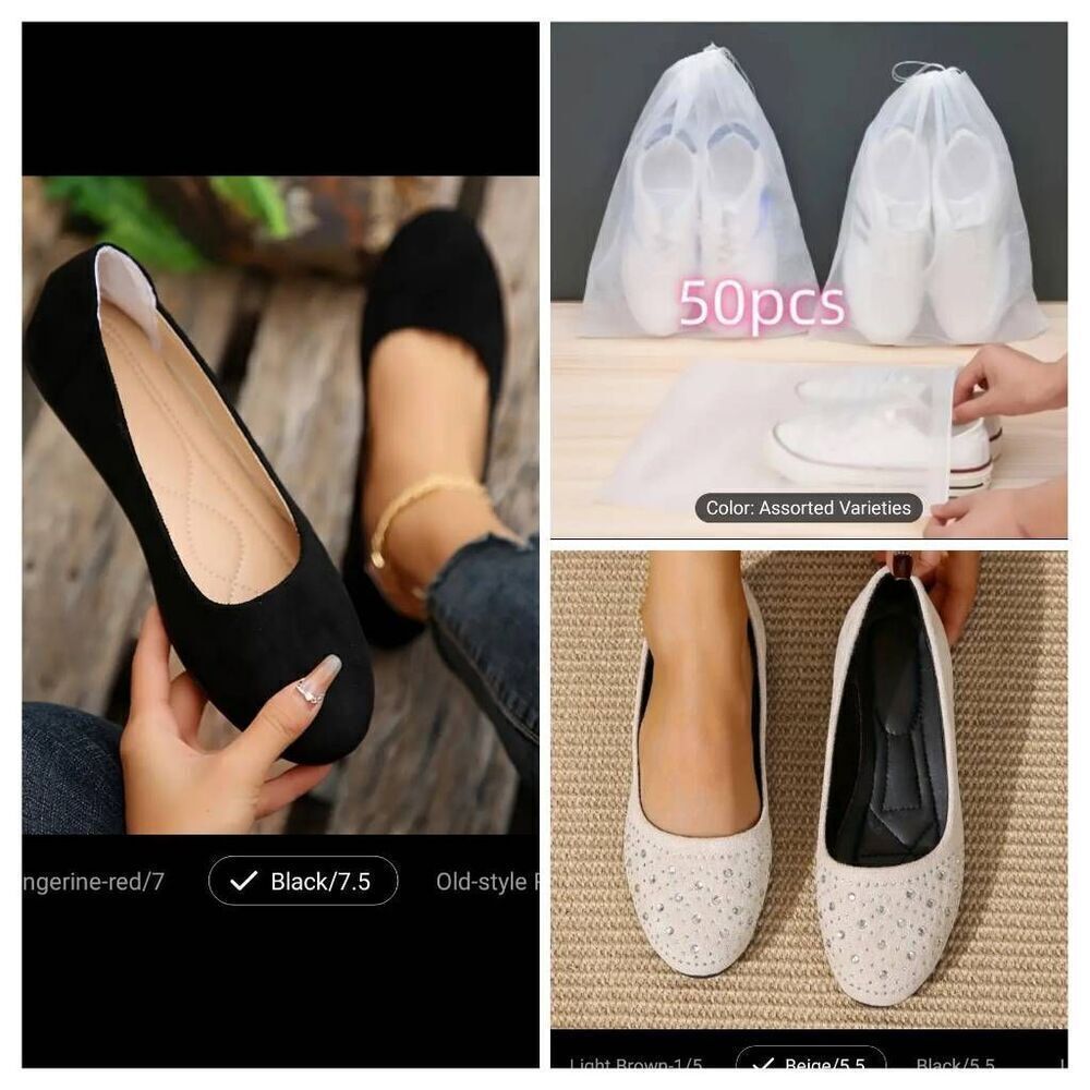 1 pair of Used flats or 30 storage shoe bags